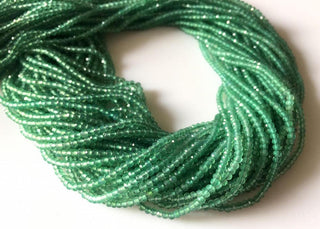 2mm Faceted Natural Green Onyx Gemstones Round Rondelles Beads, Excellent Quality Uniform Cut, 13 Inch Strand, GDS526