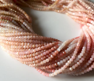 3mm Faceted Pink Opal Shaded Gemstones Round Rondelles Beads, Excellent Quality Uniform Cut, 13 Inch Strand, GDS530