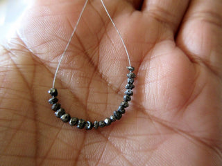 1 Carat Tiny 1mm To 2mm Raw Rough Black Diamond Drilled Round Rondelle Beads, Natural Uncut Loose Diamond, DDS456/4