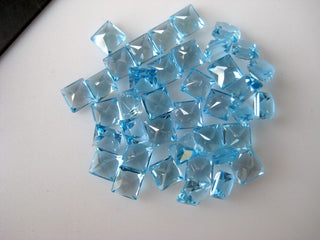 10 Pieces 4mm Natural Swiss Blue Topaz Faceted Princess Cut Loose Gemstones BB313