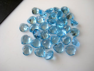 10 Pieces 6x6mm Natural Swiss Blue Topaz Heart Shaped Faceted Loose Gemstones For Jewelry BB314