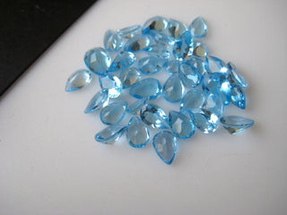 10 Pieces 6x4mm Natural Swiss Blue Topaz Pear Shaped Faceted Loose Gemstones BB315