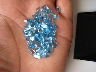 10 Pieces 5mm To 8mm Natural Swiss Blue Topaz Mix Shaped Faceted Loose Gemstones BB316