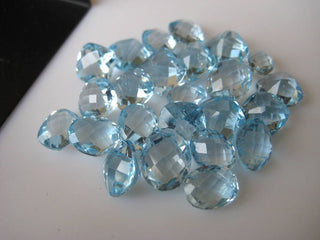 10 Pieces 7mm To 10mm Natural Sky Blue Topaz Faceted Mix Cushion Shaped Rose Cut Loose Gemstones For Jewelry BB321