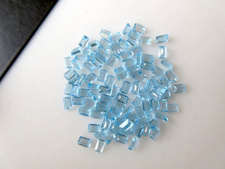 20 Pieces Wholesale 4x2mm Natural Swiss Blue Topaz Faceted Emerald Cut Loose Gemstones BB352