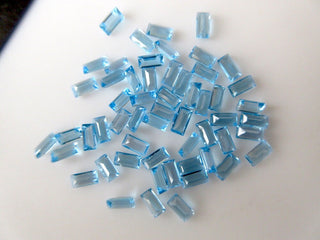 10 Pieces 5x2.5mm Natural Swiss Blue Topaz Faceted Emerald Cut Loose Gemstones BB355