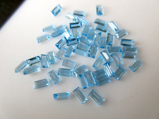 10 Pieces 5x2.5mm Natural Swiss Blue Topaz Faceted Emerald Cut Loose Gemstones BB355