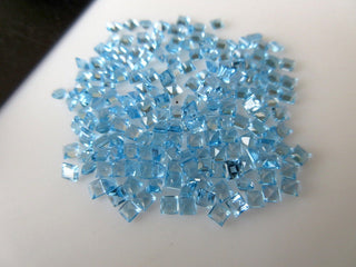 20 Pieces 2mm Natural Swiss Blue Topaz Faceted Princess Cut Loose Gemstones BB357