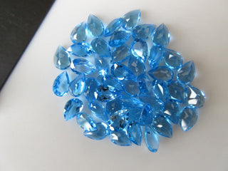 5 Pieces 9x6mm Natural Swiss Blue Topaz Faceted Pear Shaped Loose Gemstones BB346