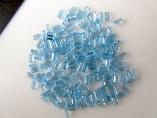 50 Pieces 3x2mm Natural Swiss Blue Topaz Faceted Emerald Cut Loose Gemstones BB362