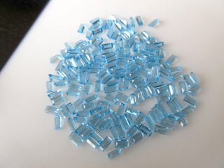 50 Pieces 3x2mm Natural Swiss Blue Topaz Faceted Emerald Cut Loose Gemstones BB362