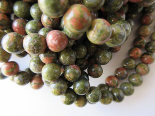 Unakite Large Hole Gemstone beads, 8mm Unakite Smooth Round Beads, Drill Size 1mm, 15 Inch Strand, GDS542