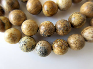 Picture Jasper Large Hole Gemstone beads, 8mm Picture Jasper Smooth Round Beads, Drill Size 1mm, 15 Inch Strand, GDS544