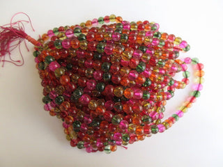 Tourmaline Color Quartz Large Hole Gemstone beads 6mm Tourmaline Quartz Smooth Round Beads Drill Size 1mm 15 Inch