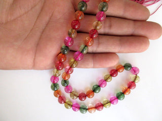 Tourmaline Color Quartz Large Hole Gemstone beads 6mm Tourmaline Quartz Smooth Round Beads Drill Size 1mm 15 Inch