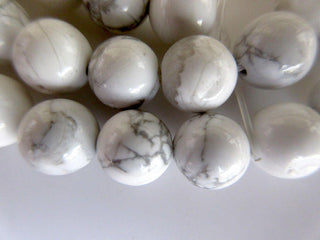 Howlite Large Hole Gemstone beads, 8mm Howlite Smooth Round Beads, Drill Size 1mm, 15 Inch Strand, GDS551