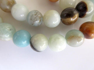 Amazonite Large Hole Gemstone beads, 8mm Amazonite Smooth Round Beads, Drill Size 1mm, 15 Inch Strand, GDS552