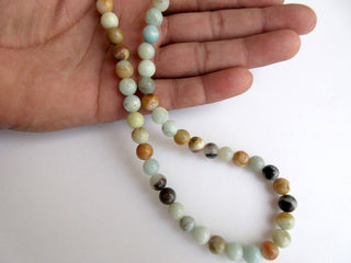 Amazonite Large Hole Gemstone beads, 8mm Amazonite Smooth Round Beads, Drill Size 1mm, 15 Inch Strand, GDS552