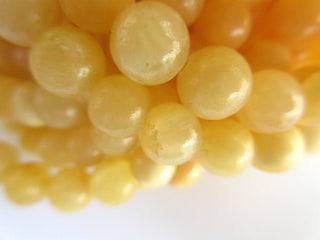 Yellow Calcite Large Hole Gemstone beads, 8mm Yellow Calcite Smooth Round Beads, Drill Size 1mm, 15 Inch Strand, GDS553