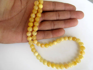 Yellow Calcite Large Hole Gemstone beads, 8mm Yellow Calcite Smooth Round Beads, Drill Size 1mm, 15 Inch Strand, GDS553
