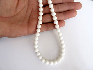 White Agate Large Hole Gemstone beads, 8mm White Agate Smooth Round Beads, Drill Size 1mm, 15 Inch Strand, GDS558