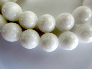 White Agate Large Hole Gemstone beads, 8mm White Agate Smooth Round Beads, Drill Size 1mm, 15 Inch Strand, GDS558