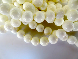 White Coral Large Hole Gemstone beads, 8mm White Coral Smooth Round Beads, Drill Size 1mm, 15 Inch Strand, GDS559