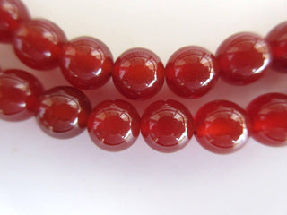 Natural Red Onyx Large Hole Gemstone beads, 8mm Red Onyx Smooth Round Mala Beads, Drill Size 1mm, 15 Inch Strand, GDS562