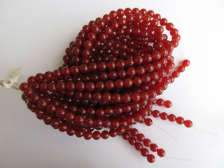 Natural Red Onyx Large Hole Gemstone beads, 8mm Red Onyx Smooth Round Mala Beads, Drill Size 1mm, 15 Inch Strand, GDS562