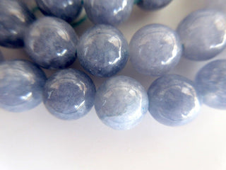 Blue Quartz Large Hole Gemstone beads, 8mm Blue Quartz Smooth Round Beads, Drill Size 1mm, 15 Inch Strand, GDS564