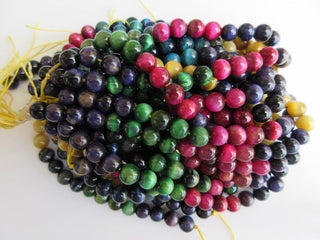 Multi Cats Eye Large Hole Gemstone beads, 8mm Multi Cats Eye Smooth Round Beads, Drill Size 1mm, 15 Inch Strand, GDS565