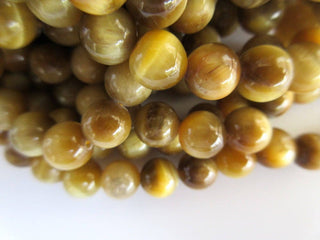 Yellow Cats Eye Large Hole Gemstone beads, 8mm Yellow Cats Eye Smooth Round Beads, Drill Size 1mm, 15 Inch Strand, GDS566