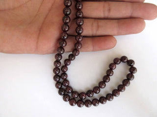 Garnet Large Hole Gemstone beads, 8mm Garnet Smooth Round Beads, Drill Size 1mm, 15 Inch Strand, GDS571