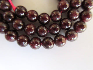 Garnet Large Hole Gemstone beads, 8mm Garnet Smooth Round Beads, Drill Size 1mm, 15 Inch Strand, GDS571