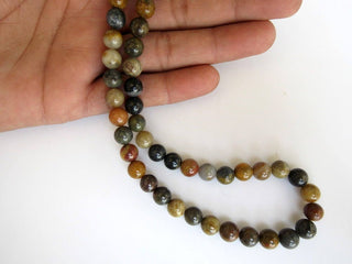 Multi Agate Large Hole Gemstone beads, 8mm Agate Smooth Round Beads, Drill Size 1mm, 15 Inch Strand, GDS574