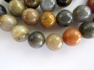 Multi Agate Large Hole Gemstone beads, 8mm Agate Smooth Round Beads, Drill Size 1mm, 15 Inch Strand, GDS574