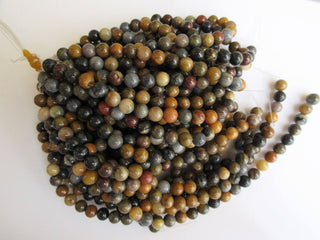 Multi Agate Large Hole Gemstone beads, 8mm Agate Smooth Round Beads, Drill Size 1mm, 15 Inch Strand, GDS574