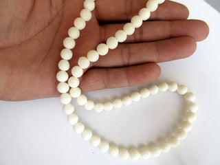 Hammered White Coral Large Hole Gemstone beads, 8mm Hammered White Coral Smooth Round Beads, Drill Size 1mm, 15 Inch Strand, GDS576