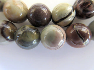 Polka Dot Agate Large Hole Gemstone beads, 8mm Polka Dot Agate Smooth Round Beads, Drill Size 1mm, 15 Inch Strand, GDS579