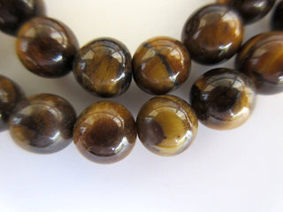 Tiger Eye Large Hole Gemstone beads, 8mm Tiger Eye Smooth Round Beads, Drill Size 1mm, 15 Inch Strand, GDS581