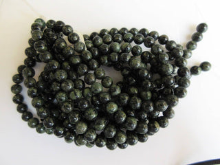 Green Agate Large Hole Gemstone beads, 8mm Green Agate Smooth Round Mala Beads, Drill Size 1mm, 15 Inch Strand, GDS582