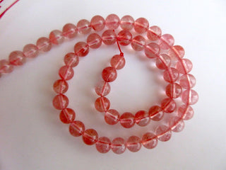 Cherry Quartz Large Hole Gemstone beads, 8mm Cherry Quartz Smooth Round Mala Beads, Drill Size 1mm, 15 Inch Strand, GDS584