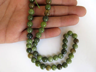 Green Jasper Large Hole Gemstone beads, 8mm Green Jasper Smooth Round Mala Beads, Drill Size 1mm, 15 Inch Strand, GDS585