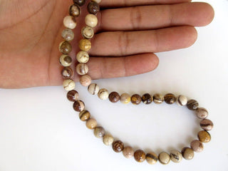 Jasper Large Hole Gemstone beads, 8mm Jasper Smooth Round Mala Beads, Drill Size 1mm, 15 Inch Strand, GDS586