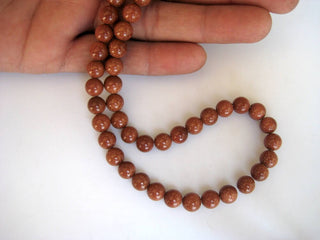 Gold Sunstone Large Hole Gemstone beads, 8mm Gold Sunstone Smooth Round Mala Beads, Drill Size 1mm, 15 Inch Strand, GDS589