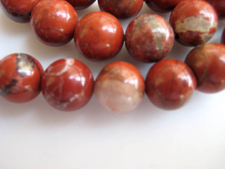 Red/Grey Jasper Large Hole Gemstone beads, 8mm Red/Grey Jasper Smooth Round Mala Beads, Drill Size 1mm, 15 Inch Strand, GDS592