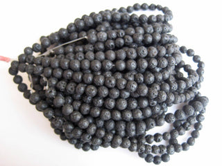 Lava Large Hole Gemstone beads, 8mm Lava Smooth Round Mala Beads, Drill Size 1mm, 15 Inch Strand, GDS595