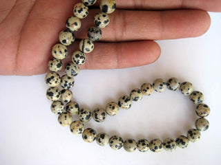 Dalmatian Jasper  Large Hole Gemstone beads, 8mm Dalmatian Jasper Smooth Round Mala Beads, Drill Size 1mm, 15 Inch Strand, GDS596
