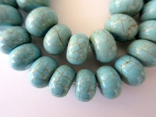 Howlite Turquoise Rondelle Beads, Round Shaped Smooth Turquoise Rondelles, 12mm Each, 13 Inch Strand, GDS601