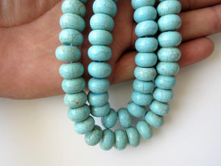 Howlite Turquoise Rondelle Beads, Round Shaped Smooth Turquoise Rondelles, 12mm Each, 13 Inch Strand, GDS601